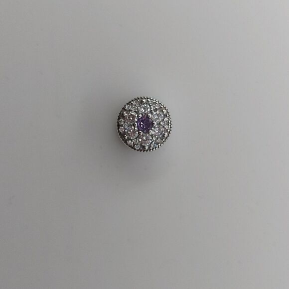 925 Sterling Silver Purple Flower Charm - Picture 2 of 8